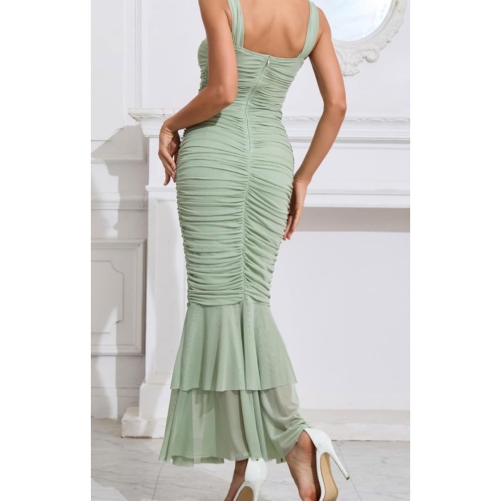 Chic Mint Ruched Maxi Dress - Picture 2 of 9